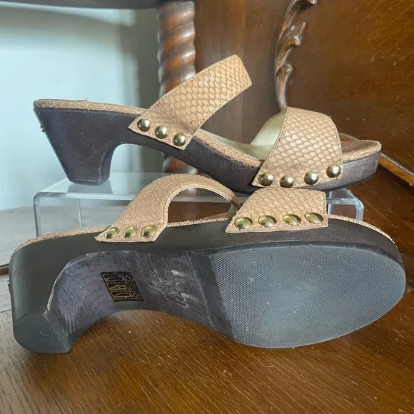 Jimmy Choo Tan Mules with Textured Straps